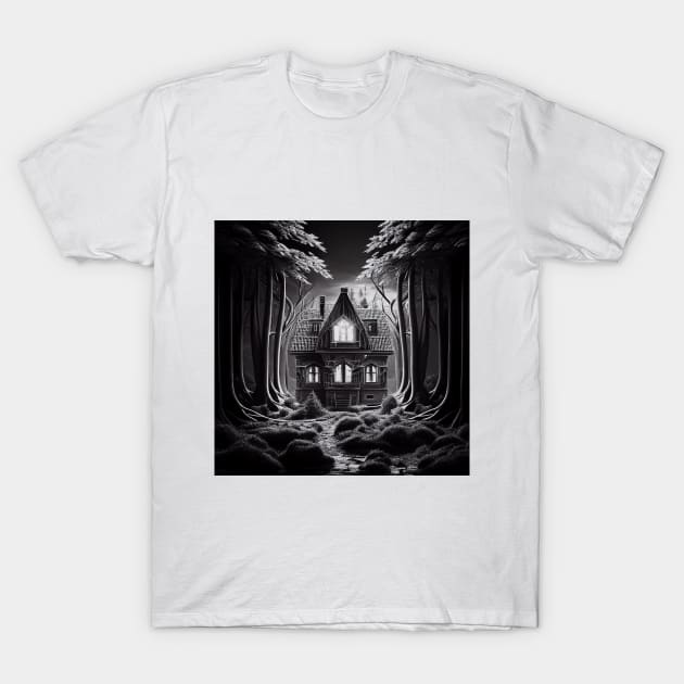 Scary house standing alone in dark forest T-Shirt by MashaVed